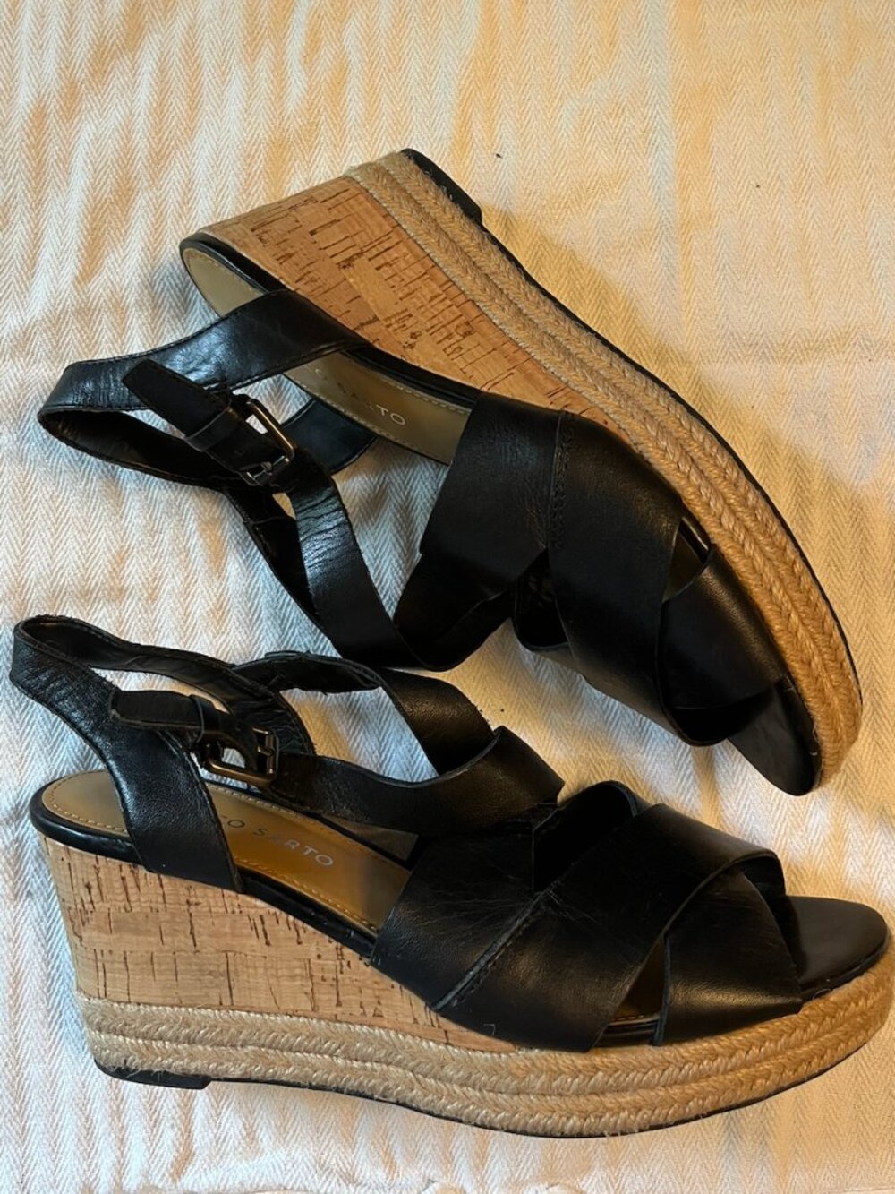 Franco Sarto black wedges
